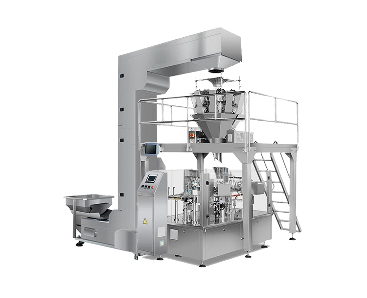 Combined weighing type filling and sealing production line